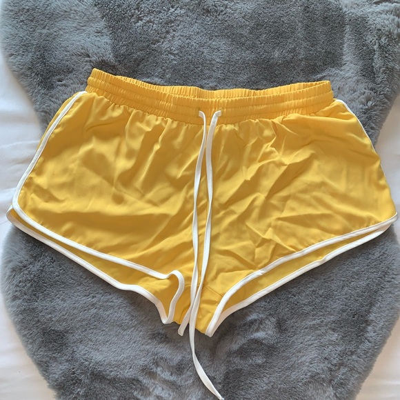 yellow drawstring shorts